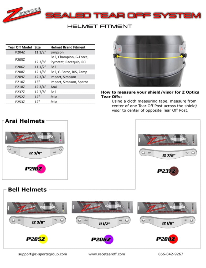 ZAMP  visor tearoffs pk30 (range to suit most helmet brands)